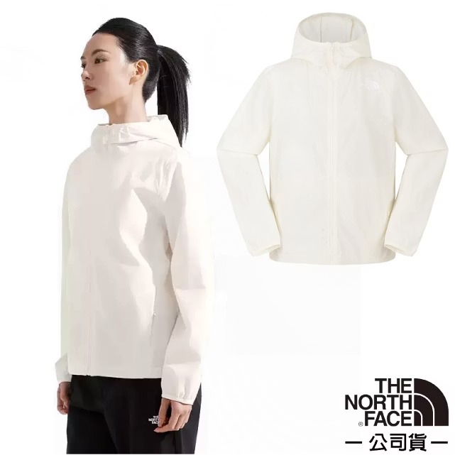 防曬必備【The North Face】女 ZEPHYR NOVELTY 輕盈透氣防潑防風連帽外套/8BW9-QLI 沙丘白✿30E010